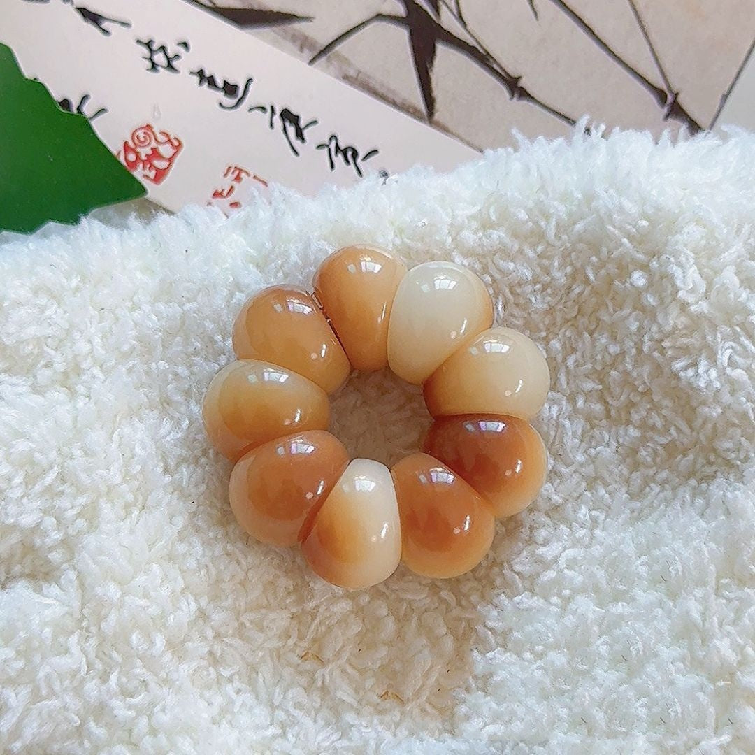 Garlic Clove Bodhi Multicolored Bead Bracelet 14mm for Stress Relief and Meditation